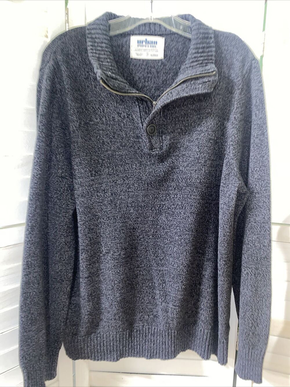 Men’s Urban Pipeline Dark Gray Knit 1/4 Zip Button Pullover Sweater Sz X-Large
